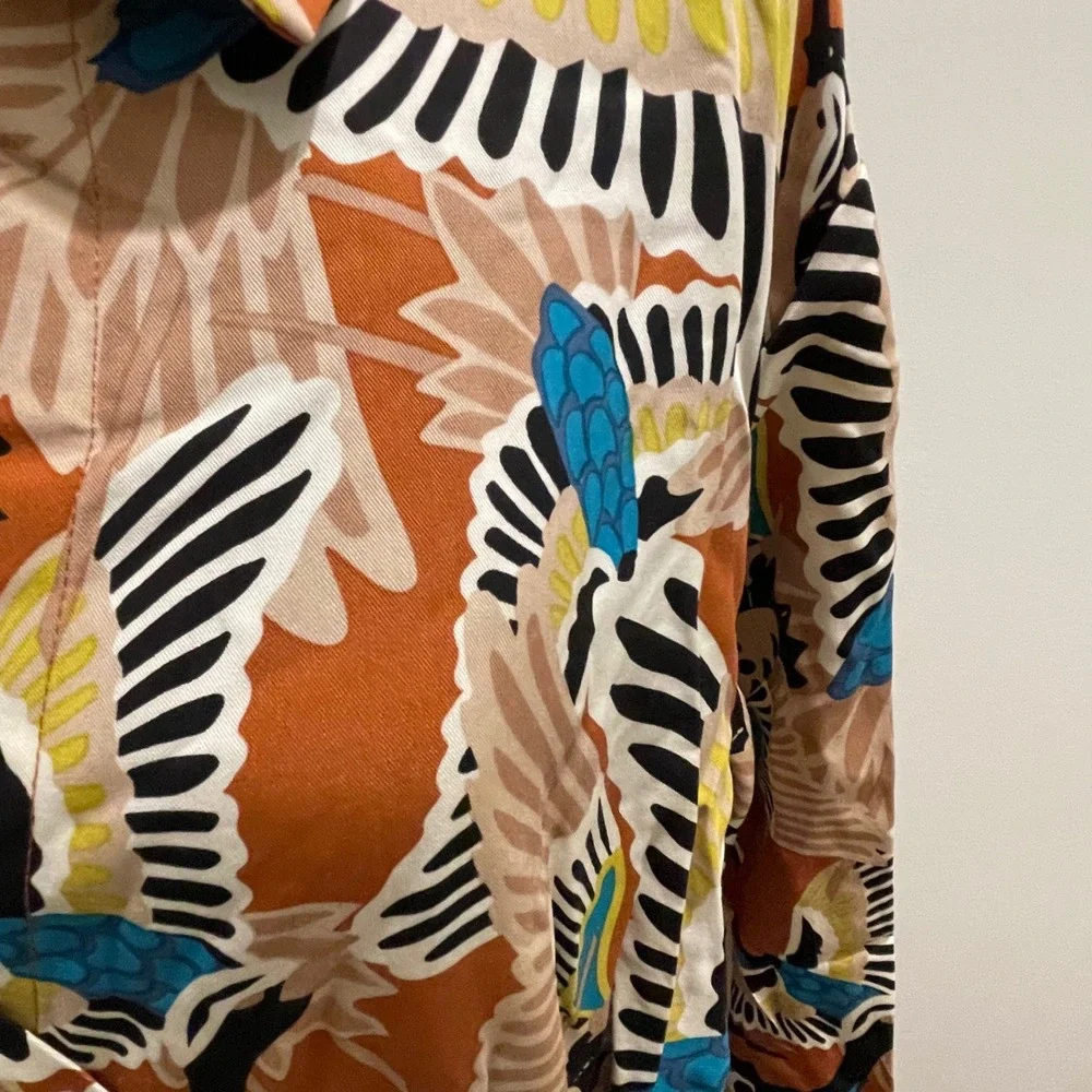 TEREA BY ANDREA PITTER Womens Long Sleeve Maxi Dress Adobe Crane Print XXL - Picture 4 of 9